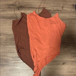 Set of Two Brown and Orange Bodysuits Fashion Nova